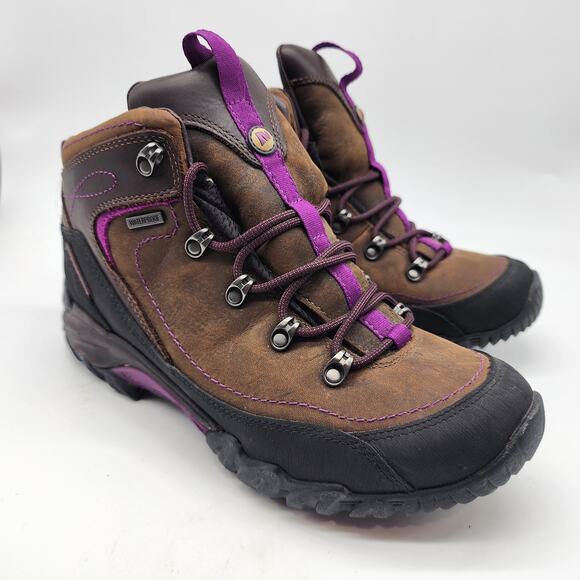 Merrell Chameleon Arc2 Rival Hiking Boots Brown Purple Waterproof Leather Size 8 - Picture 1 of 8